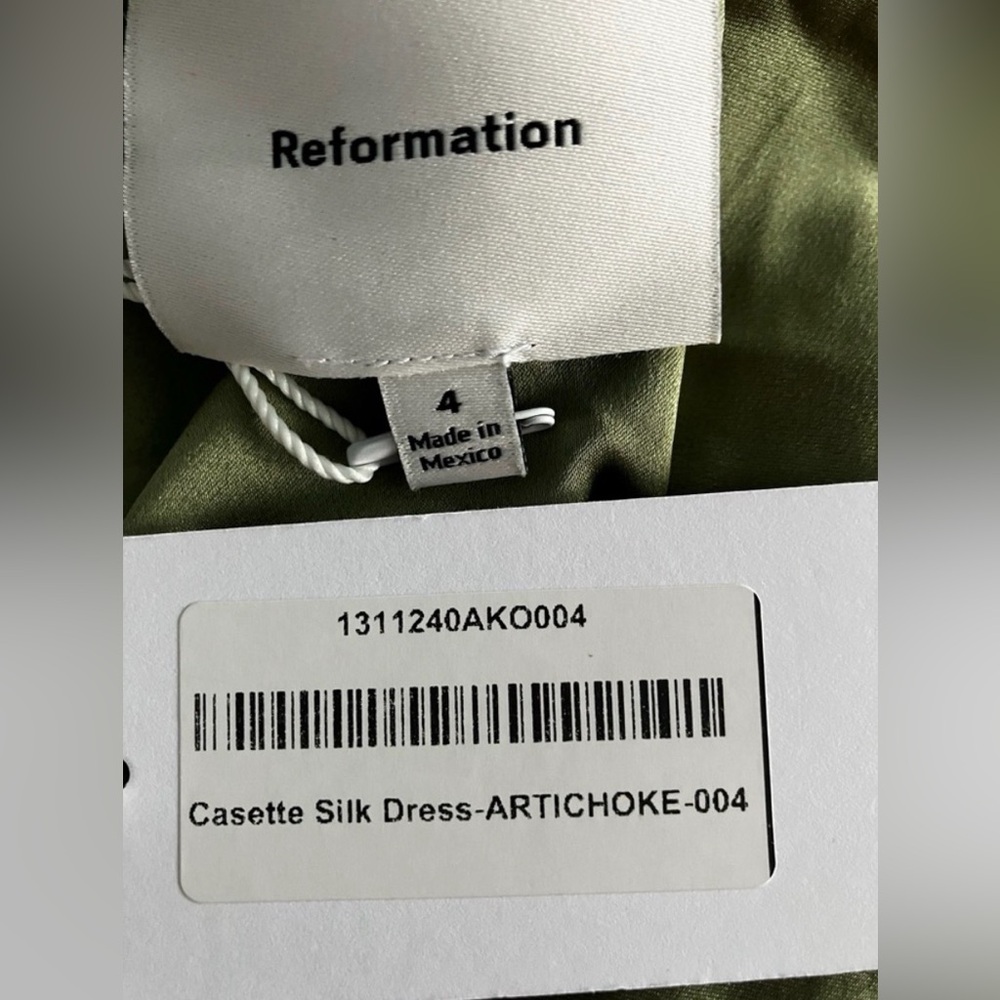 NEW Reformation Casette Silk Maxi Dress Artichoke Green Size 4 - Picture 11 of 11
